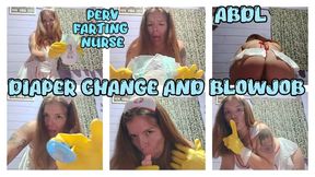 DIAPER CHANGE AND BLOWJOB - FARTING NURSE
