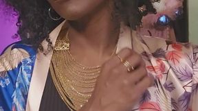 Hair Worship Black Lingerie and Gold Jewelry