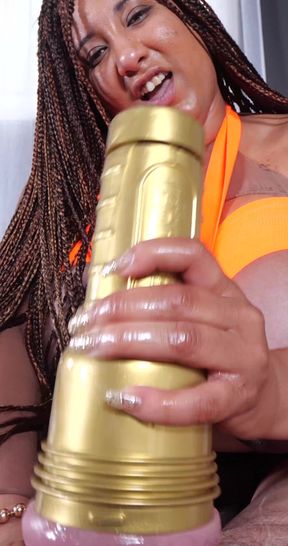 Danni Strokes a Big Cock with Help