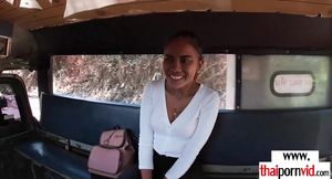 Amateur Thai teen pleasing a big white dick