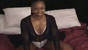 Cute black hooker is happy to suck my white cock for money