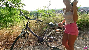 Skinny German Latina Teen Christy Ley with Brown Skin give a risky Outdoor Fuck with Stranger for his help