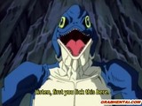 Hentai threesome with cute princesses and monsters with massive hentai cocks