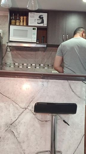 In the Kitchen My Best Friend's MILF Wife Teases Me and We End up Fucking Hard with Vaginal Creampie