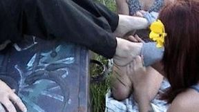 Two foot slaves in the park