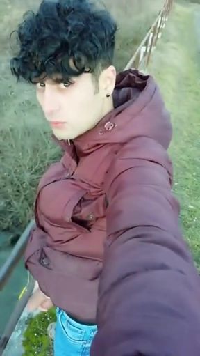 Twink Piss Then Cum Then Piss Again From a Bridge