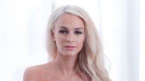 Sensual blonde gets her face fucked by a big cock