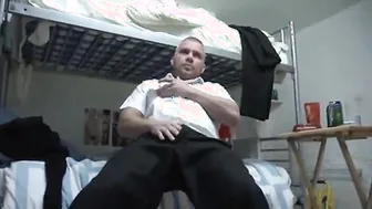 Military Prison Guard Jerks Off in Uniform