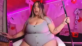 Chubby Coraline Latina shows off huge boobs and behind on webcam