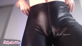 sexy latina wearing latex leather pants jerking off until she cum