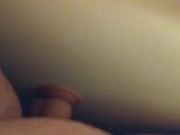 Me riding and cumming on new dildo attached to wall