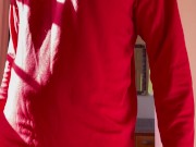 Wearing My Xmas Red Shirt While Cumming and then Peeing
