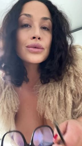 Blonde woman in fur coat