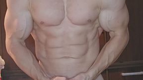Rock-Hard Shredded Abs — Contest-Condition Bodybuilder Flexes & Strokes