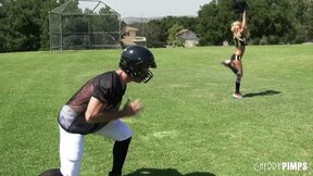 Busty Blonde Cheerleader Honey Blossom Seduces Quarterback Charles Dera