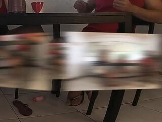 Wife caught her cheating ally giving her spouse blowjob! Is this babe going to join 'em?