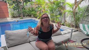 pattaya villa poolside : je bouffe le cul de mon mec, il me demonte la bouche & la chatte, mega squirt et enorme facial qui me fait gicler encore plus