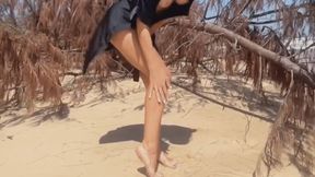 Naked Girl (me) shows Pussy, legs and Feet and Toes, Foot, Leg Fetish on Nudist Beach