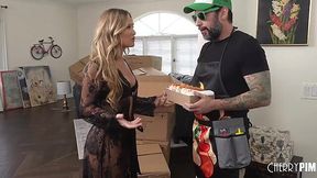 Delivery Guy Gets His Dick Rocked by Blonde Milf Athena Anderson