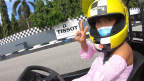 Go karting & fucking with adorable amateur Thai teen with a sexy ass