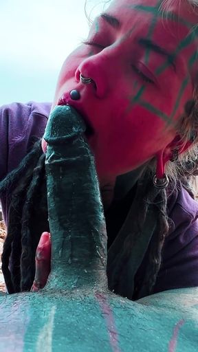 Public Blowjob and Big Load of Cum on Face