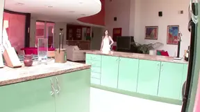 Teeny tiny titted kitchen sex with Callie and Delilah
