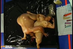 Fat Man Bangs a BBW with Tight Bush and Stick Toys in Her Fuck Holes