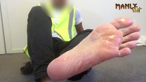 Cum Home From Work - in a Rush to Release - Cum Feet Socks Series - Manlyfoot