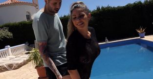 Lily Veroni enjoys while being fucked outdoors by the pool