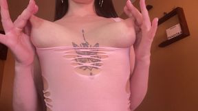 My pussy starts getting even wetter when you roughly squeeze your nipples... Especially when they're so huge