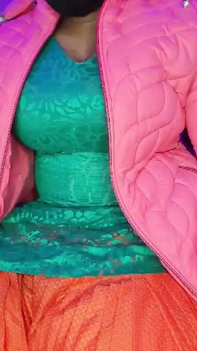 desi bhabhi indian crossdresser satin silk salwar suit indian  big tits boobs