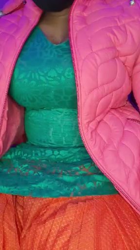 desi bhabhi indian crossdresser satin silk salwar suit indian  big tits boobs