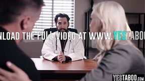 Cunning doctor gives chesty MILF a deepthroat blowjob