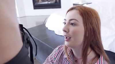 TINY4K Tiny Teen Red Head Squeezes HUGE Dick into Wet Pussy