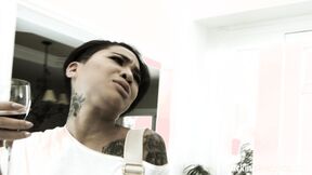 ”Ebony Honey Gold Rides a Big White Prick”