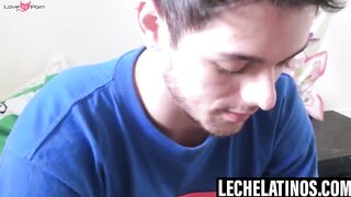 LecheLatinos.com - Attractive Maximiliano's cum explosion from a rim job