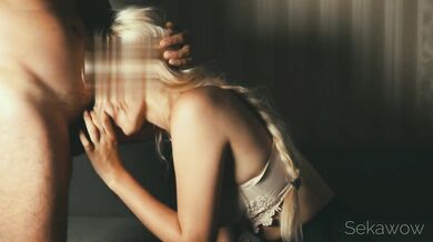 Sex with a beautiful girl in black pantyhose using a banana and first anal penetration