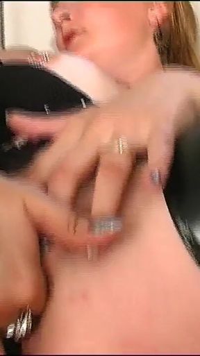 Vintage Blonde Babe in Fetish Lingerie Fucks Herself
