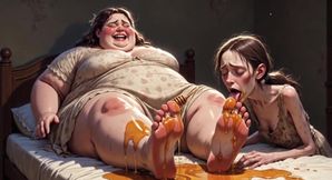 Fat SSBBW Humiliating Skinny Girl with Her Big Feet