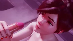 Tracer Pleasures Widowmaker with Hot Oral in Steamy Overwatch Fantasty