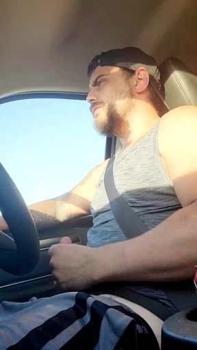 Country fellow masturbates off while driving