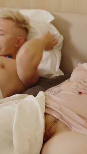 Oil Massage on a Shared Hotel Bed Step Mom Drops Her Straps for Step Son