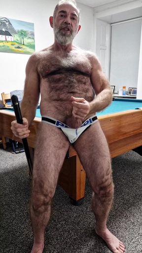 Hairy Muscle Stepdad at the Pool Table
