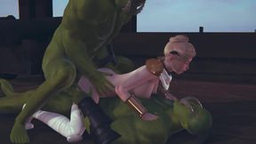 Two Orcs Staged a Double Penetration Into a Cute Elf