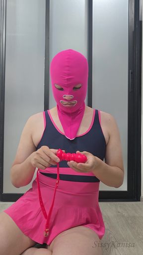 Sissy Kanisa Unbox Her New Toy. Rose Mouth Plug Dildo