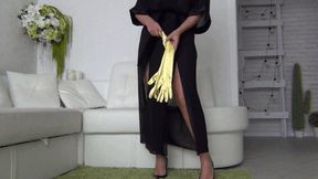 I jerk you off with yellow silk gloves a
