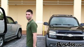 Good looking straight guy fucks inked jock in the van