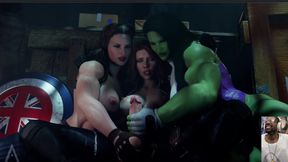 Transgender Black Widow Gets Jerked off and Cums, Ashe Cum Explodes All Over Widowmaker