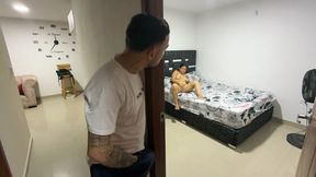 I catch my stepmom masturbating in my underwear