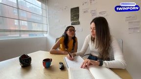 My lesbian neighbor is a teacher and she is going to help me solve my homework